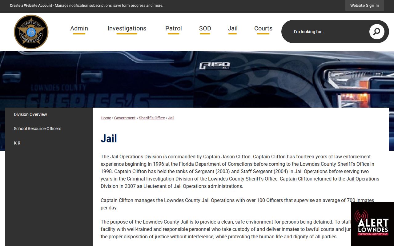 Lowndes County outstanding warrants jail records page