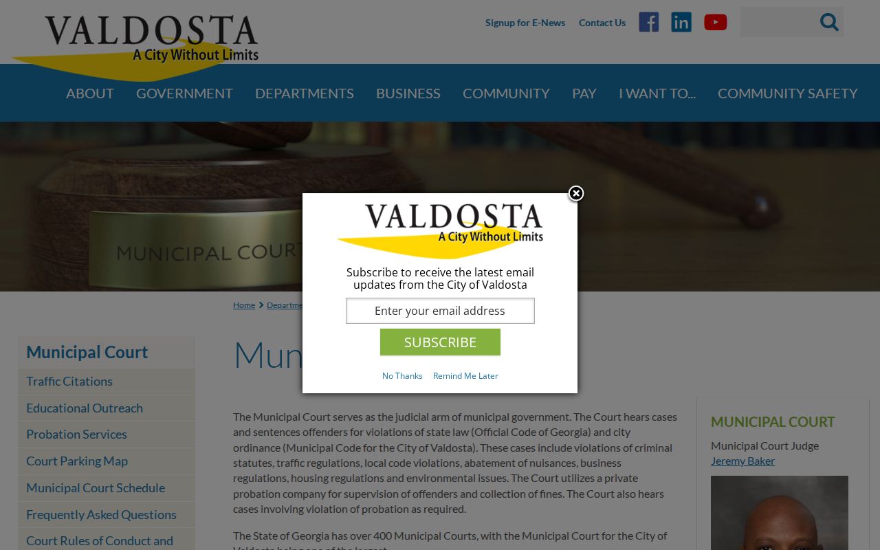 Lowndes County traffic warrant Valdosta Municipal Court route